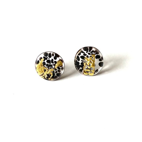 Flat Midi Glass Stud Earrings Handmade in Scotland by Helen Chalmers