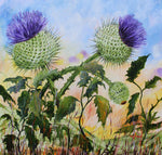 Load image into Gallery viewer, Scottish Thistle Mini Mounted Print by Geoff Foord Art
