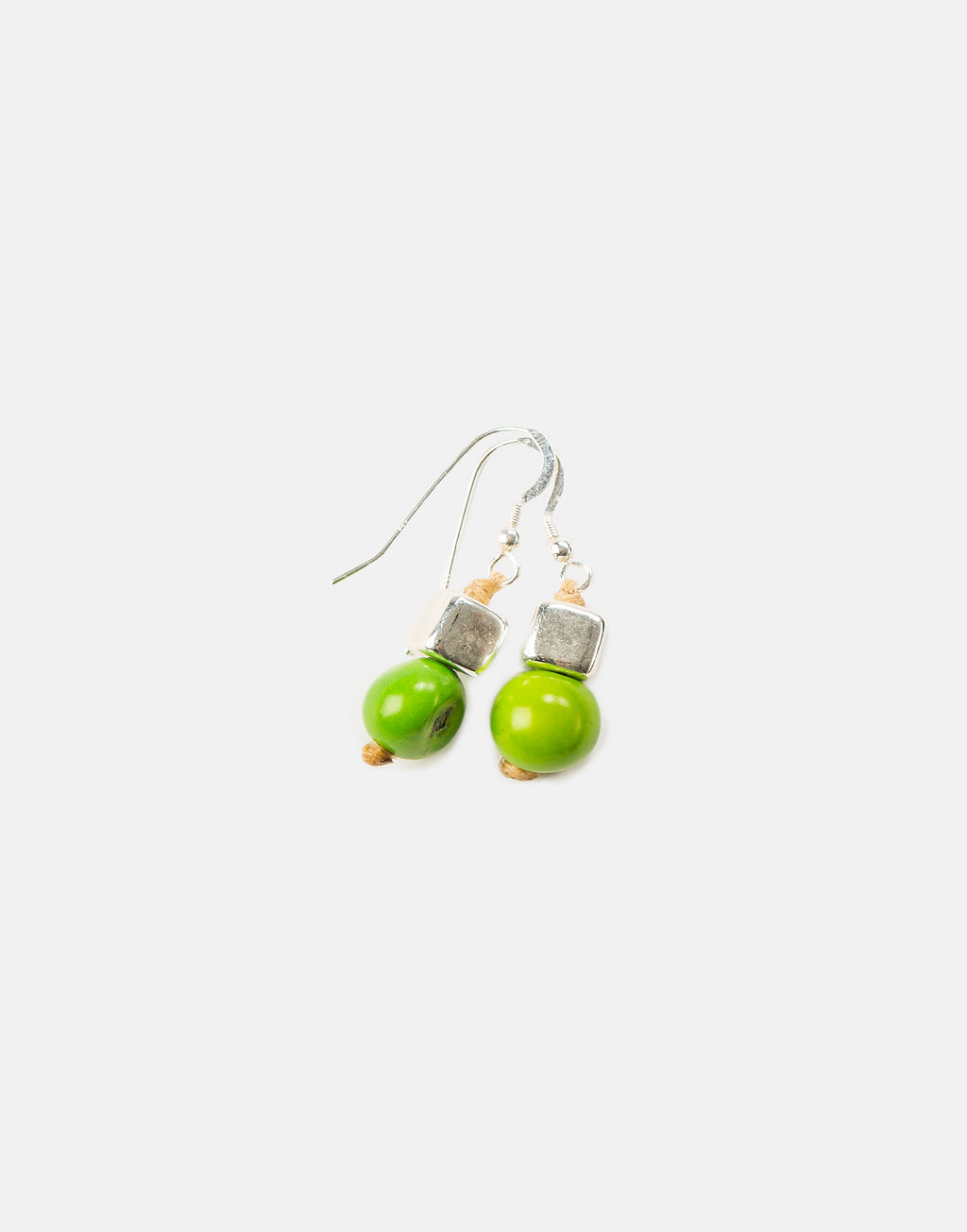 Pretty Pink Acai Seed / Silver Ceramic Cube Earrings