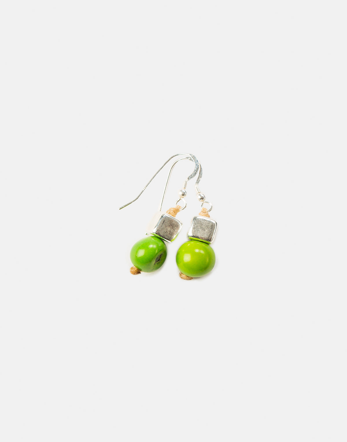 Pretty Pink Acai Seed / Silver Ceramic Cube Earrings