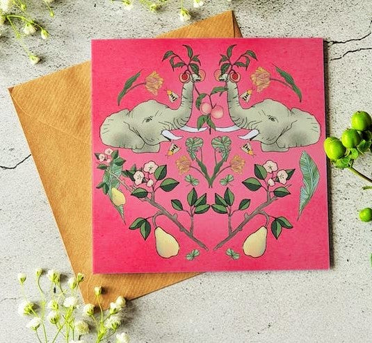 Elephant's Garden Artist Blank Card by Ilana Ewing