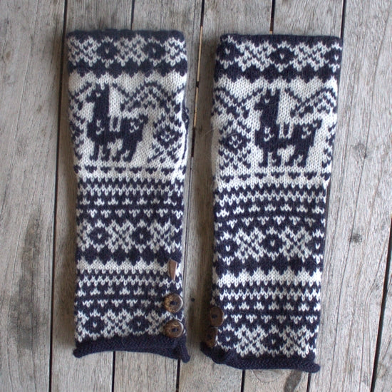 Alpaca Fair Isle Fingerless Gloves by Samantha Holmes