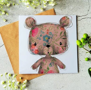 Floral Bear Artist Blank Card RC-22 by Ilana Ewing