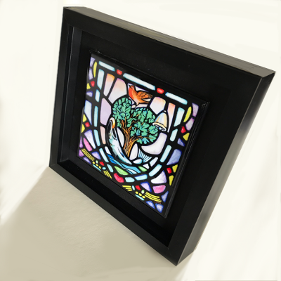 Glasgow Coat of Arms Framed Ceramic Tile by artist Jim Dinnen