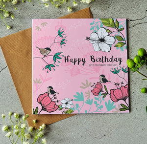 Dusky Pink Happy Birthday 'Let's Celebrate your day' Card GC1904 designed by Ilana Ewing