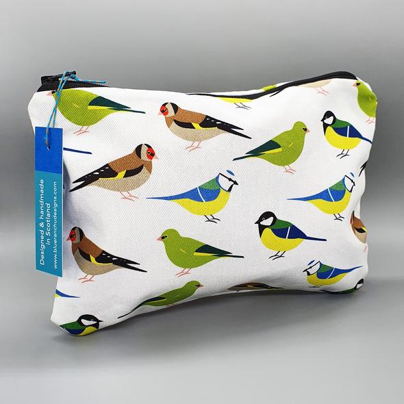 Garden Birds Accessories Bag Handmade by Blue Ranchu Designs