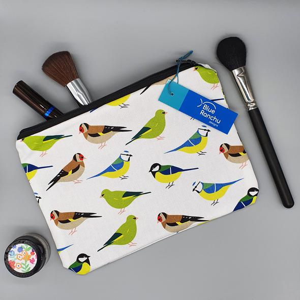 Garden Birds Accessories Bag Handmade by Blue Ranchu Designs
