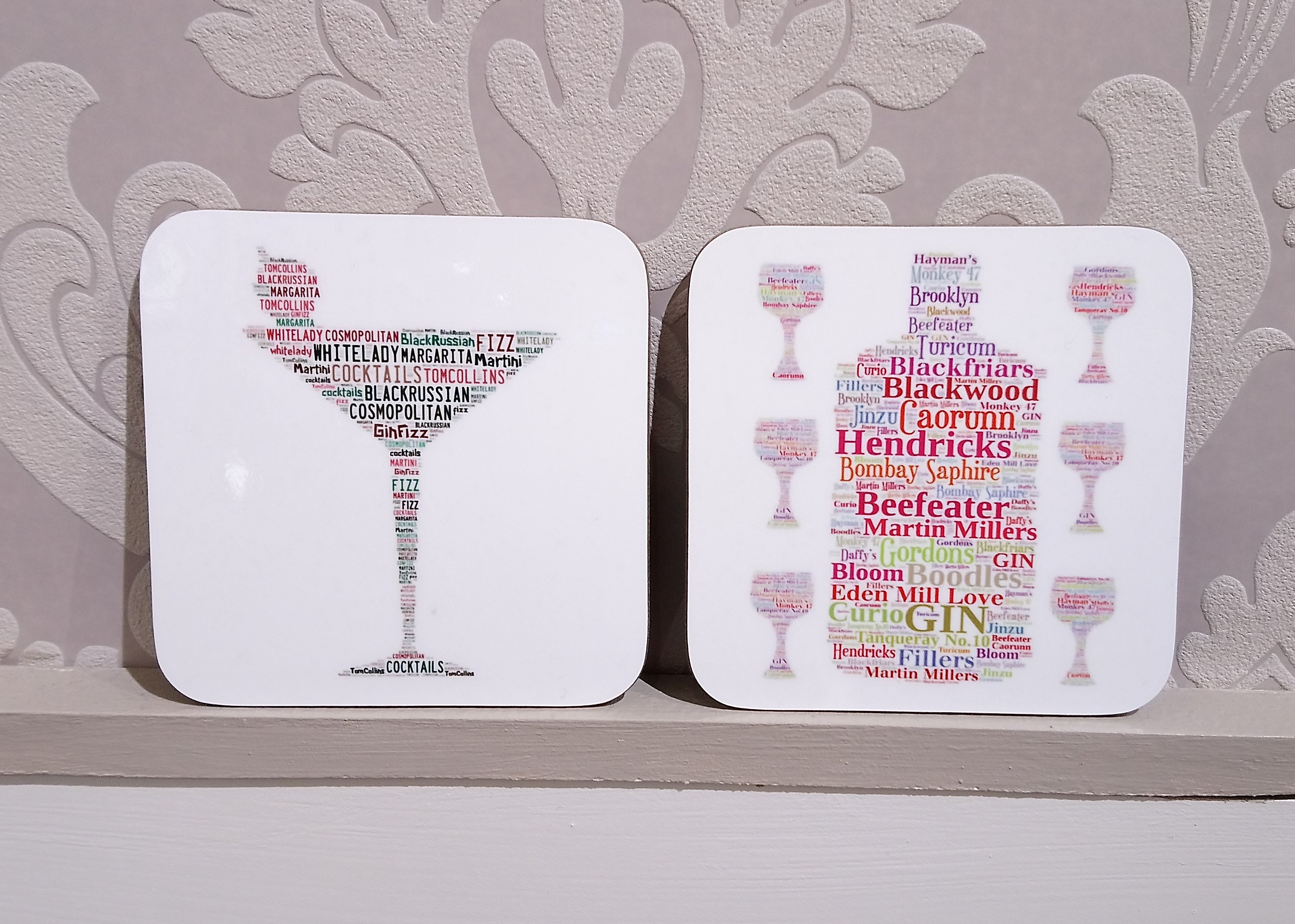 Gin & Cocktail Wordart Coasters