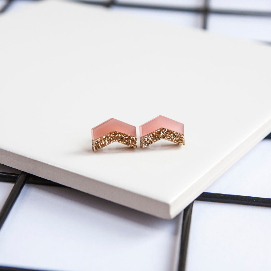 Glitter Arrow studs Made in Scotland by Twiggd