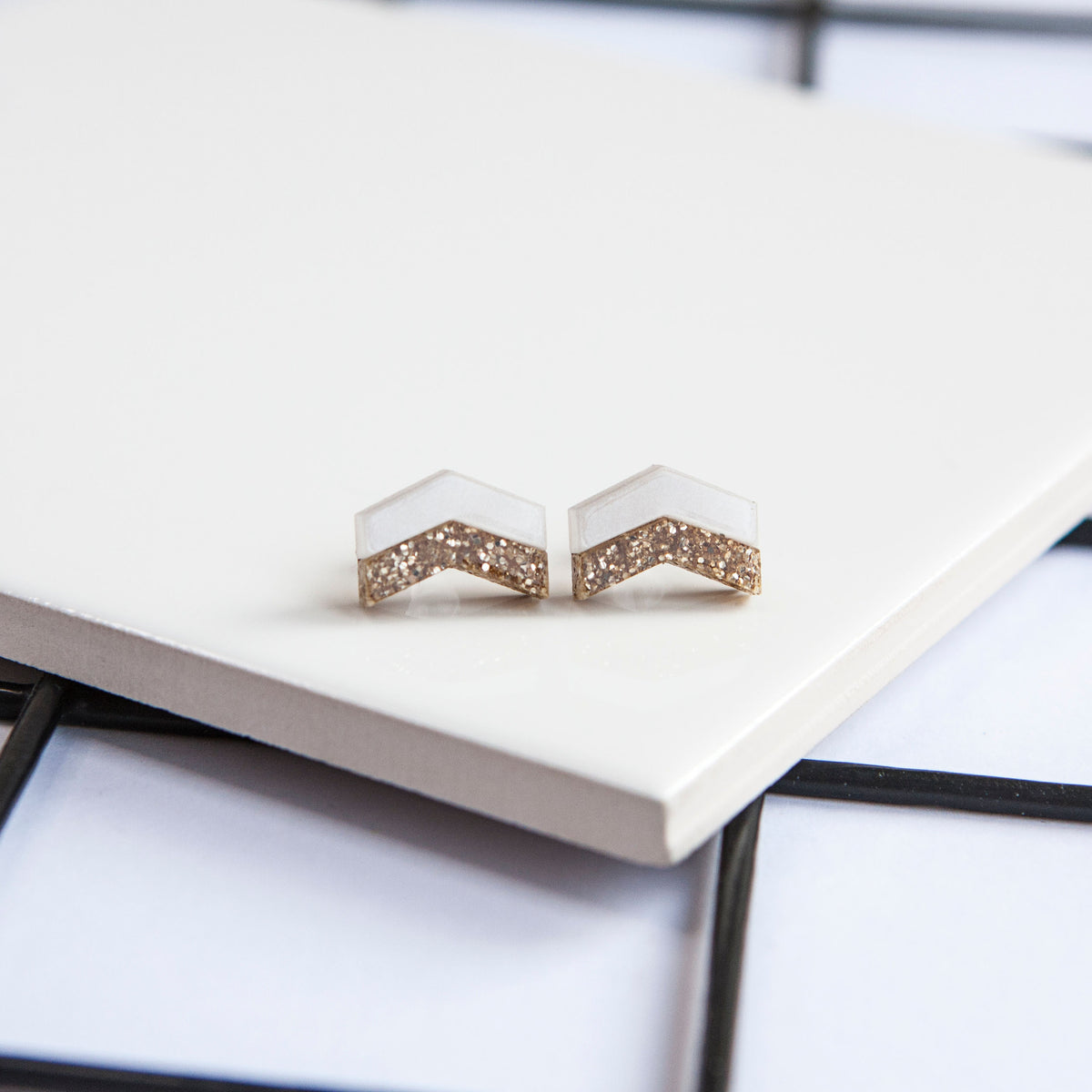 Glitter Arrow studs Made in Scotland by Twiggd
