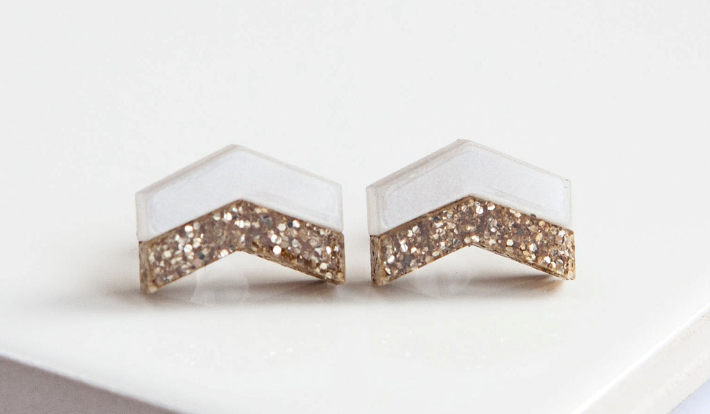 Glitter Arrow studs Made in Scotland by Twiggd