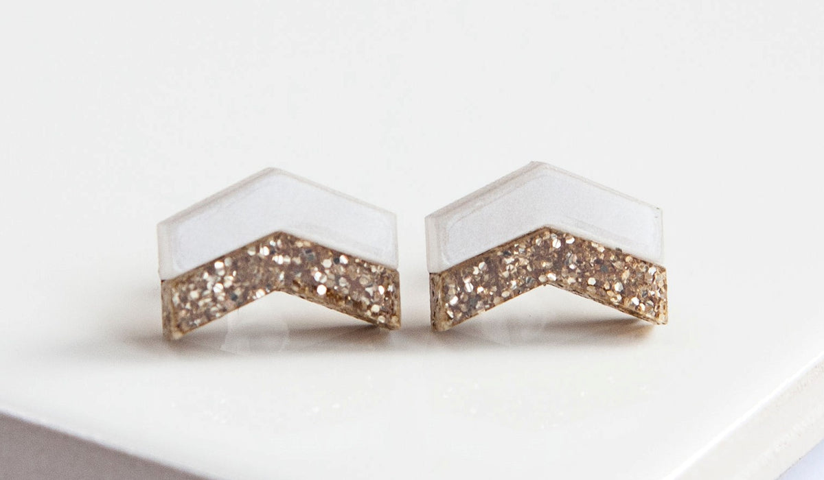 Glitter Arrow studs Made in Scotland by Twiggd