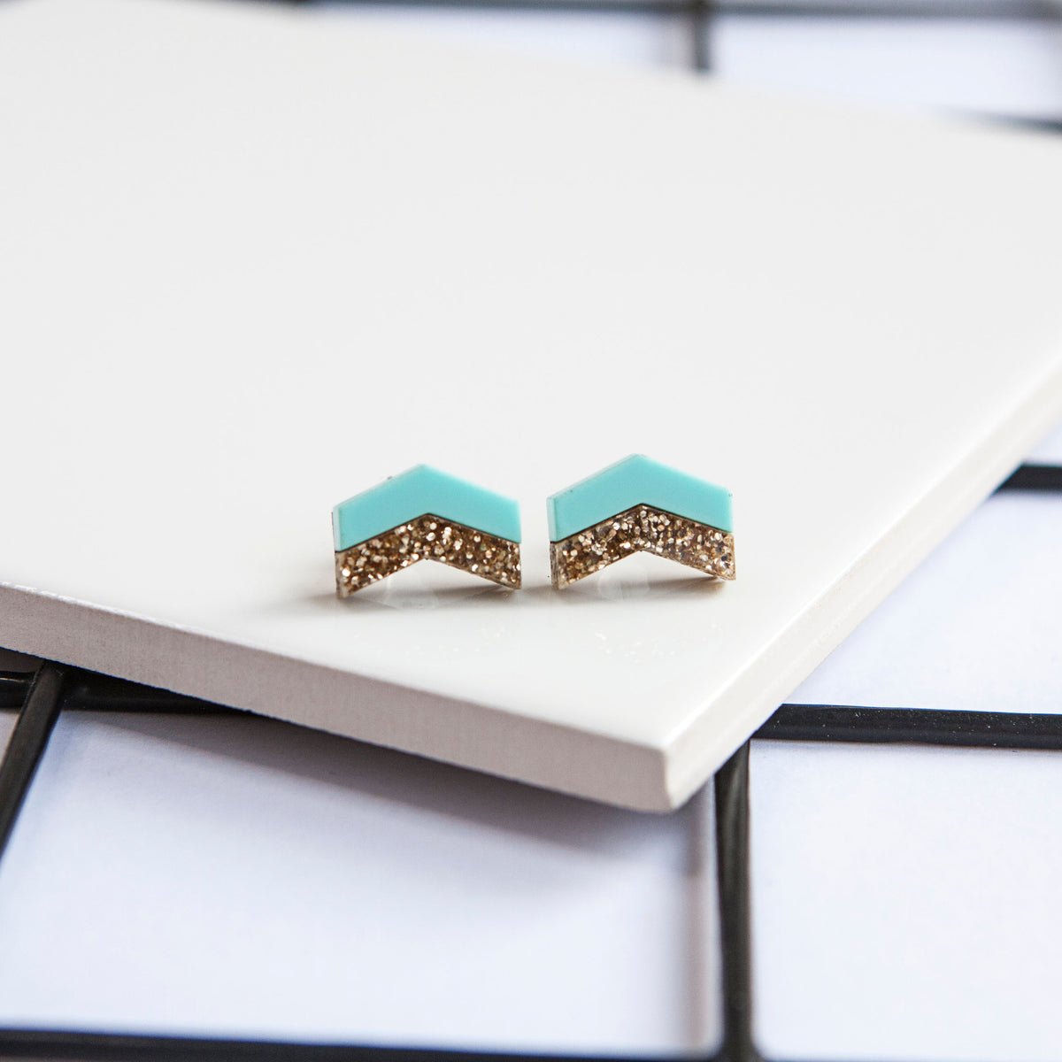 Glitter Arrow studs Made in Scotland by Twiggd
