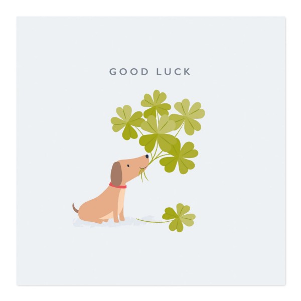 Good Luck Card - Little Dog with Flowers by Klara Hawkins