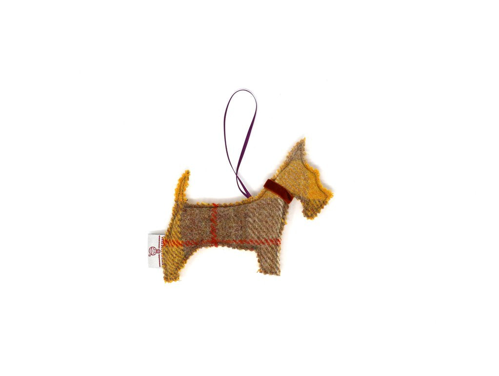 Harris Tweed Scottie Dog Decoration, Handmade in Scotland by Caroline Wolfe Murray