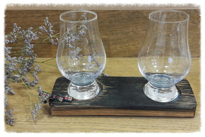 2 Glass Tasting Tray made from Upcycled Whisky Barrels