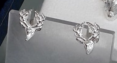 Stag Head Earrings St Silver - Handmade by Celtic Art