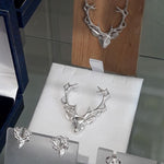 Load image into Gallery viewer, Stag Head Earrings St Silver - Handmade by Celtic Art
