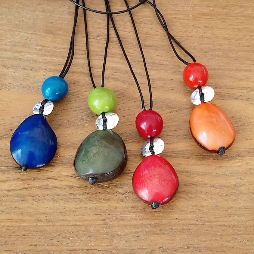 Pretty Pink Long Adjustable Taqua Seed Necklace