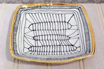 Load image into Gallery viewer, Gold Rimmed / Black &amp; White SQ Platter Handmade in Scotland by Margaret MacDonald
