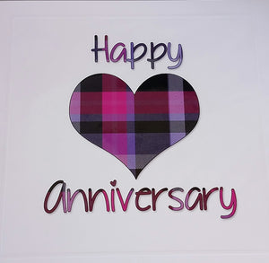 Happy Anniversary Tartan Heart Card by Truly Scotland