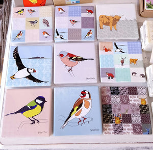 Garden Birds Ceramic Coaster Collection by Dibujo Designs