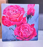 Load image into Gallery viewer, &#39;Red Roses&#39; Square Ceramic Coaster by Artist Geoff Foord
