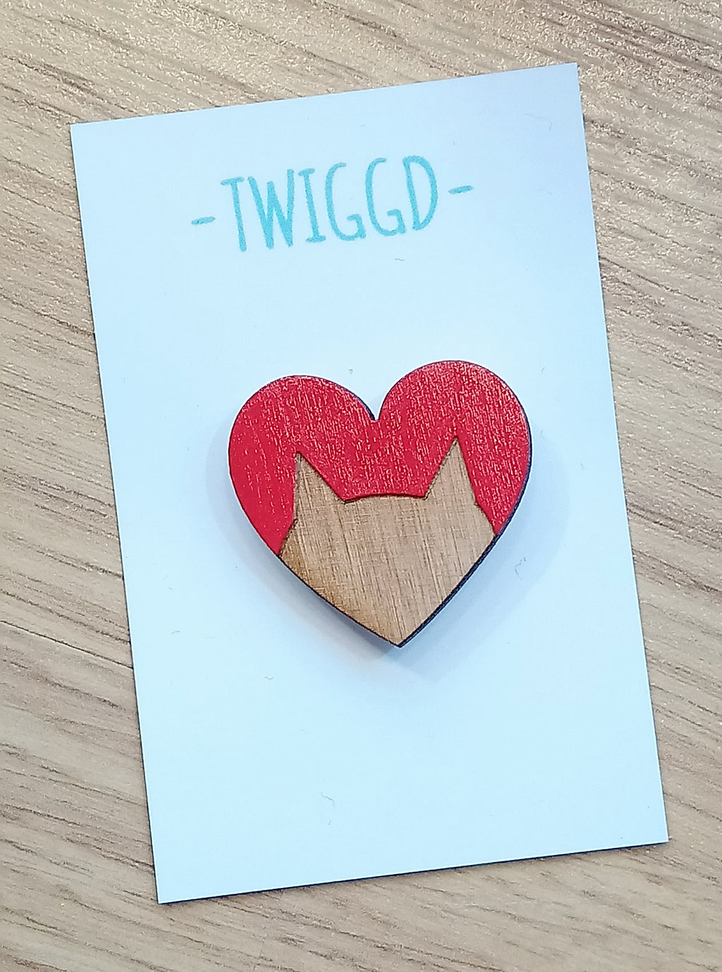Cat Heart Brooch Made in Scotland by Twiggd
