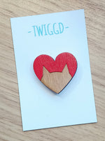 Load image into Gallery viewer, Cat Heart Brooch Made in Scotland by Twiggd
