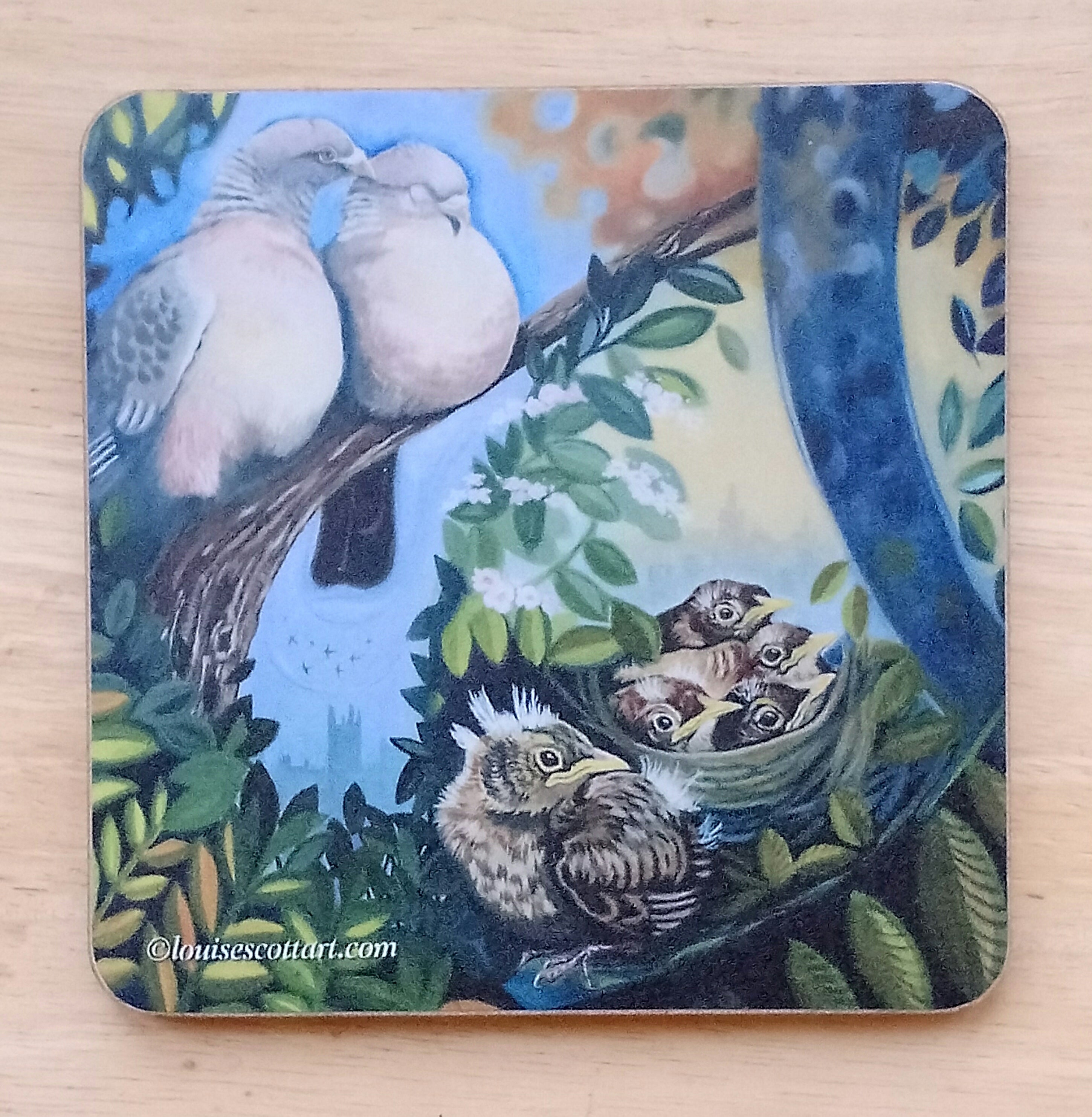 Birds in Nests Coaster Collection by Artist Louise Scott