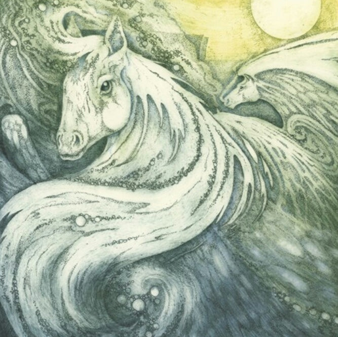 White Horses Large SQ Cards by Louise Scott