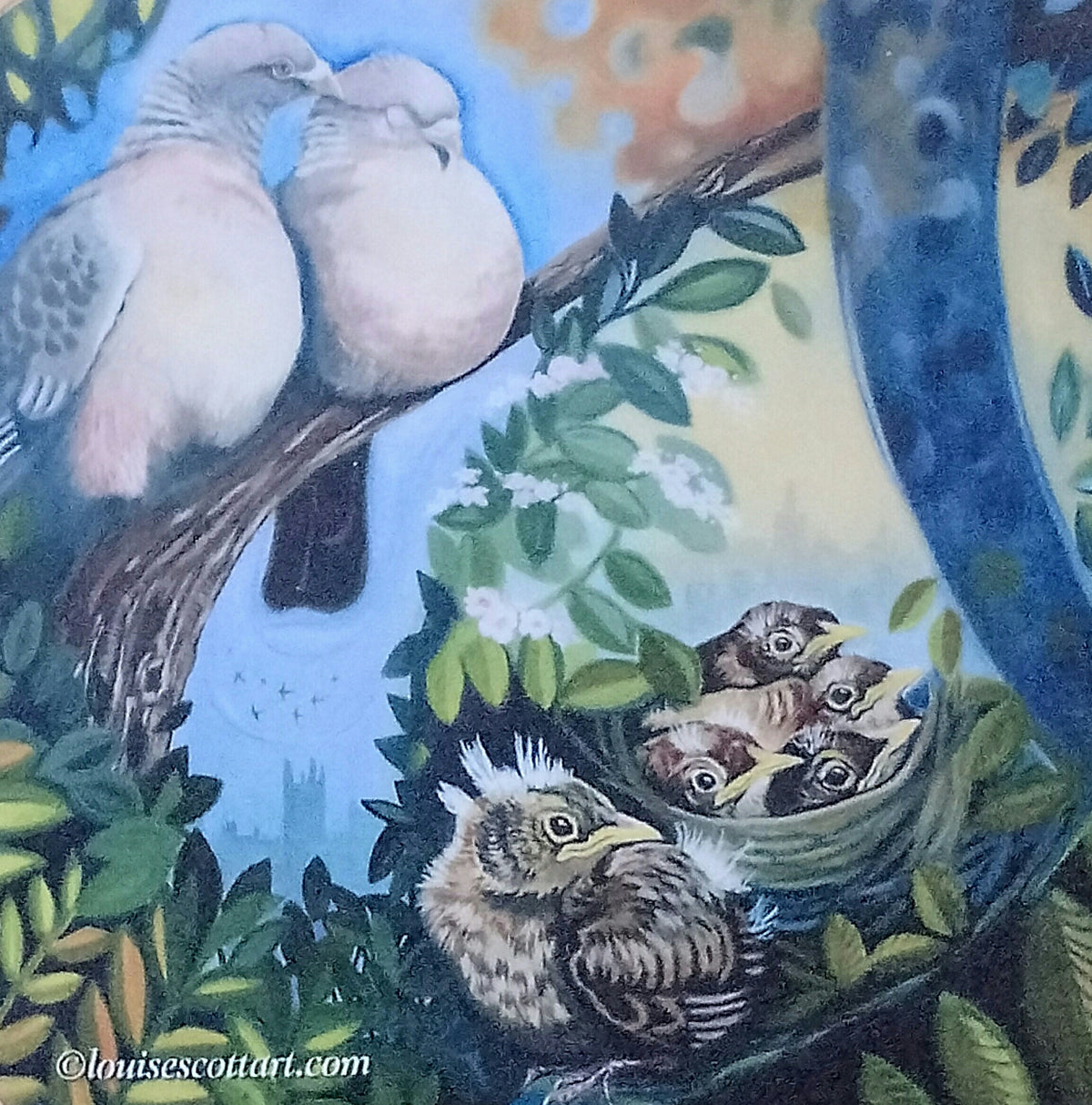Large SQ Birds in Nest Cards by Louise Scott