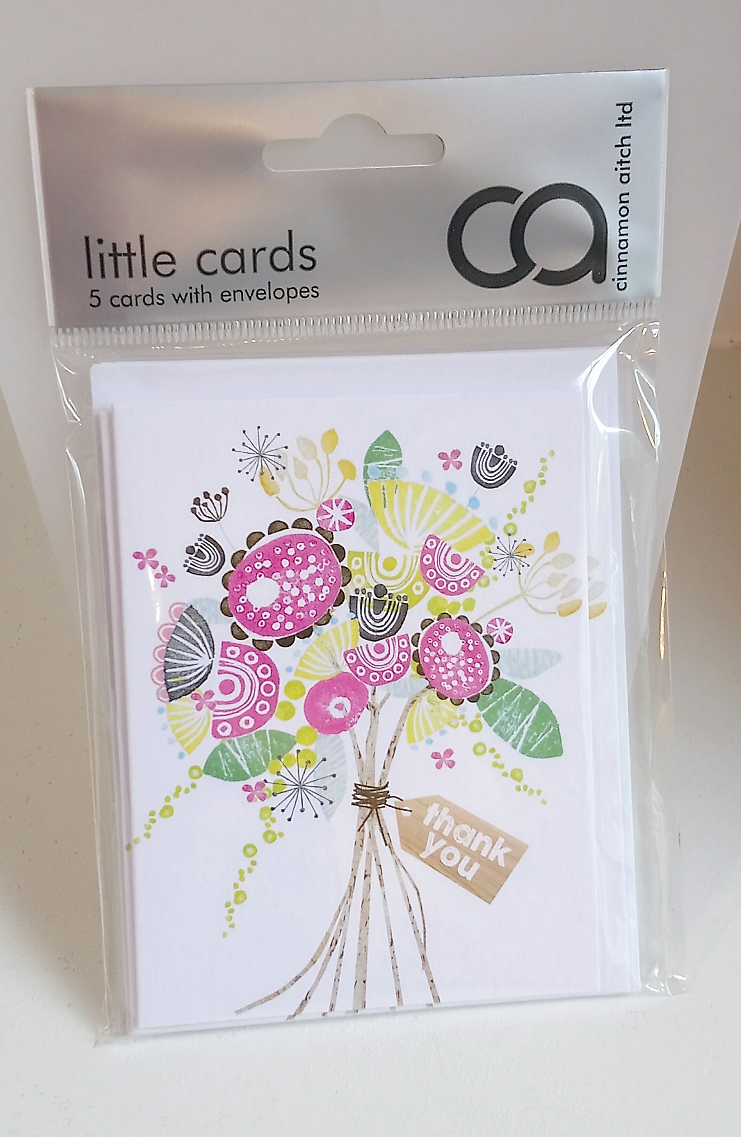 Pack of 5 Little Cards - Thank you (Bunch of Flowers) LT86 by Cinnamon Aitch