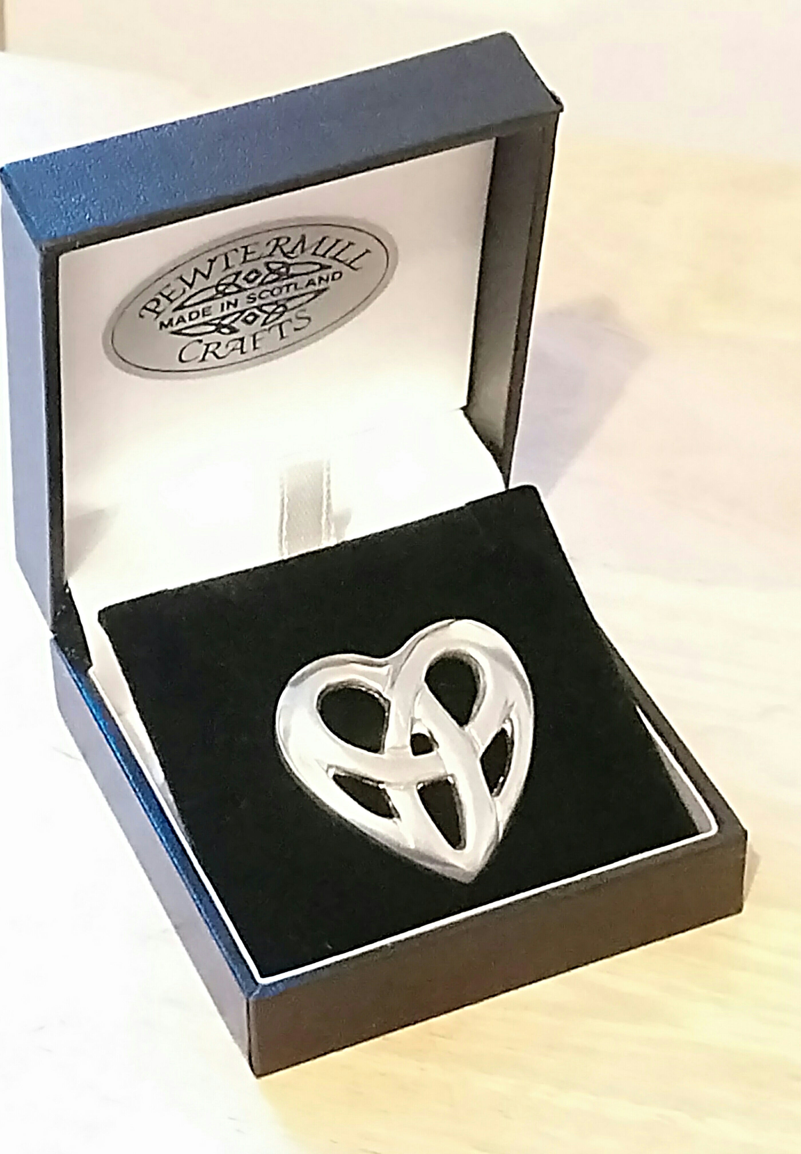 Heart Pewter Brooches Made in Scotland by Pewtermill