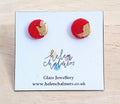 Gold Button Glass Studs Handmade by Helen Chalmers Jewellery
