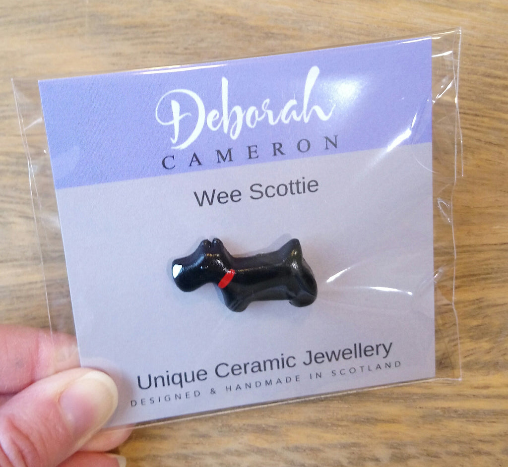 Wee Scottie & Wee Westie Pin Brooches Handmade by Deborah Cameron