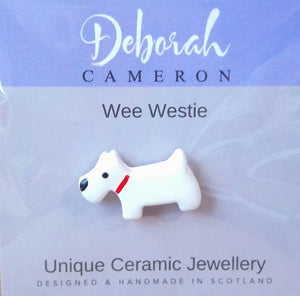 Wee Scottie & Wee Westie Pin Brooches Handmade by Deborah Cameron