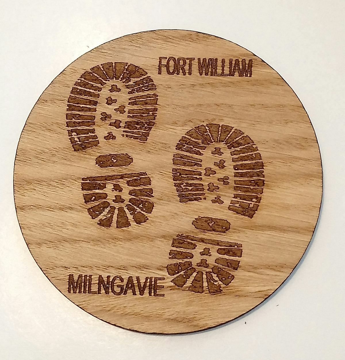 Round West Highland Way themed Coasters by Rezawood Designs