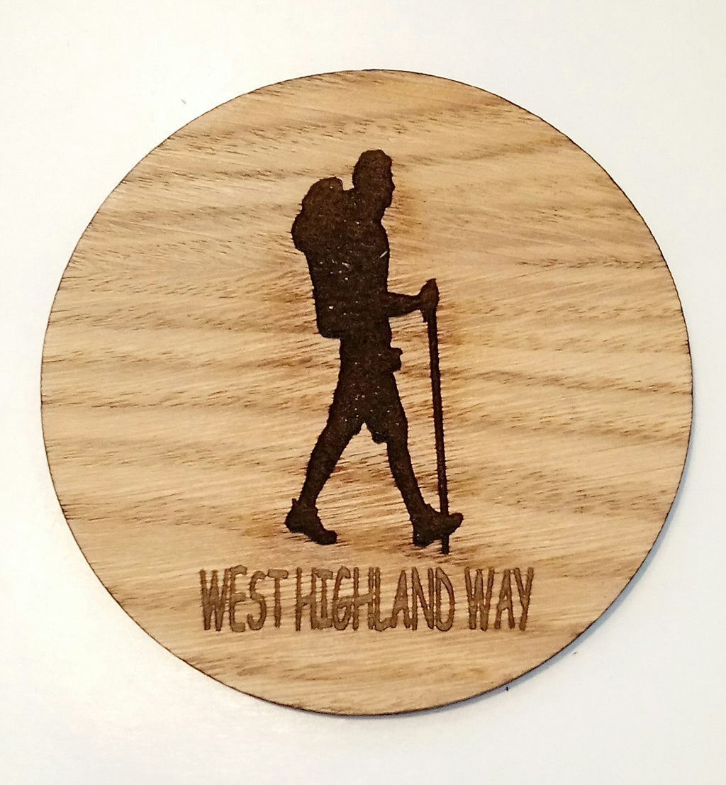 Round West Highland Way themed Coasters by Rezawood Designs