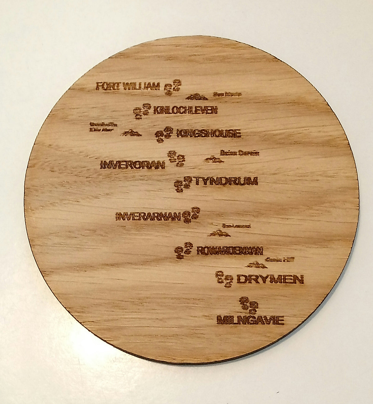 Round West Highland Way themed Coasters by Rezawood Designs