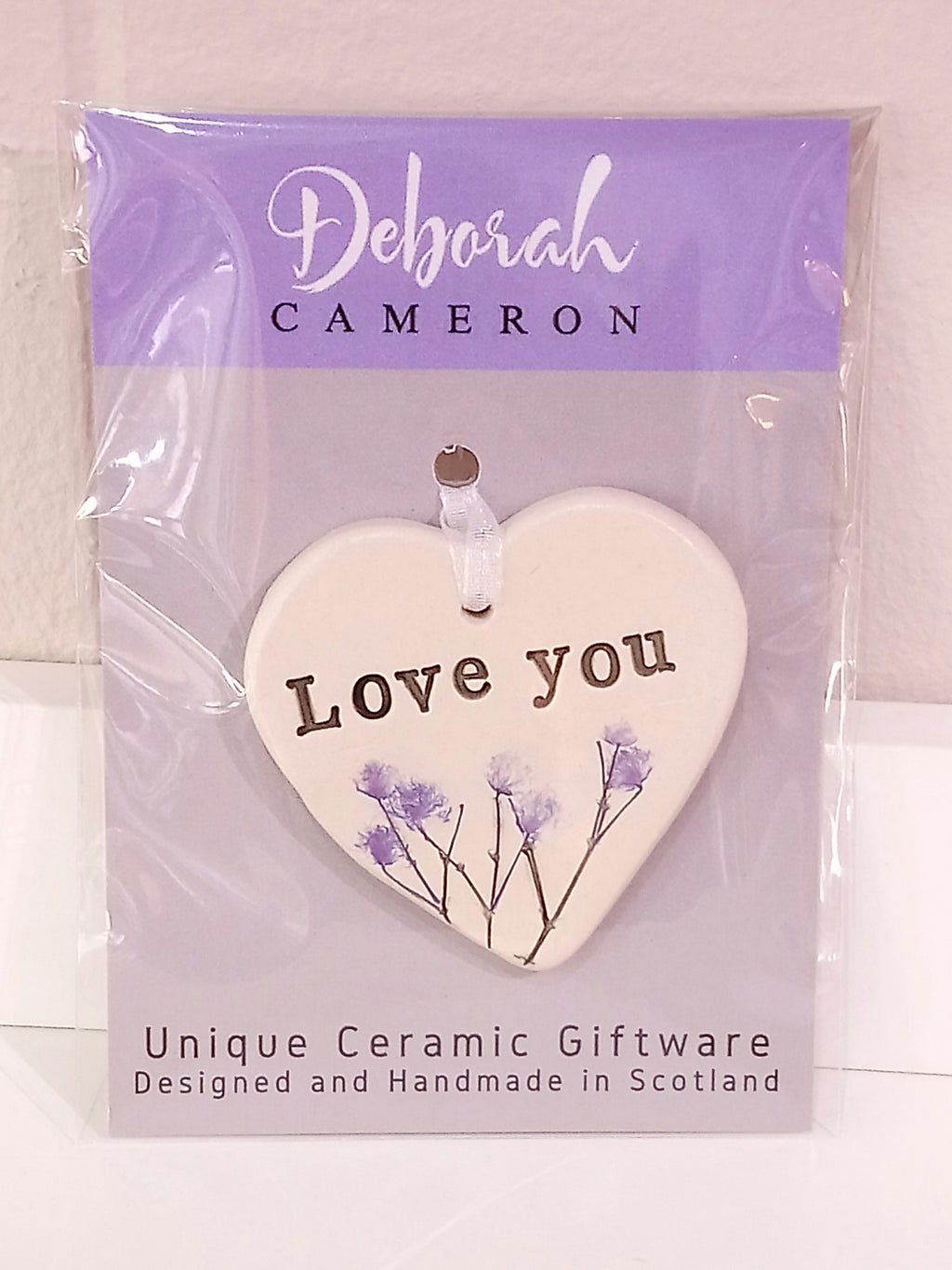 'Love You' Keepsake Ceramic Heart Handmade by Deborah Cameron - Made in Scotland