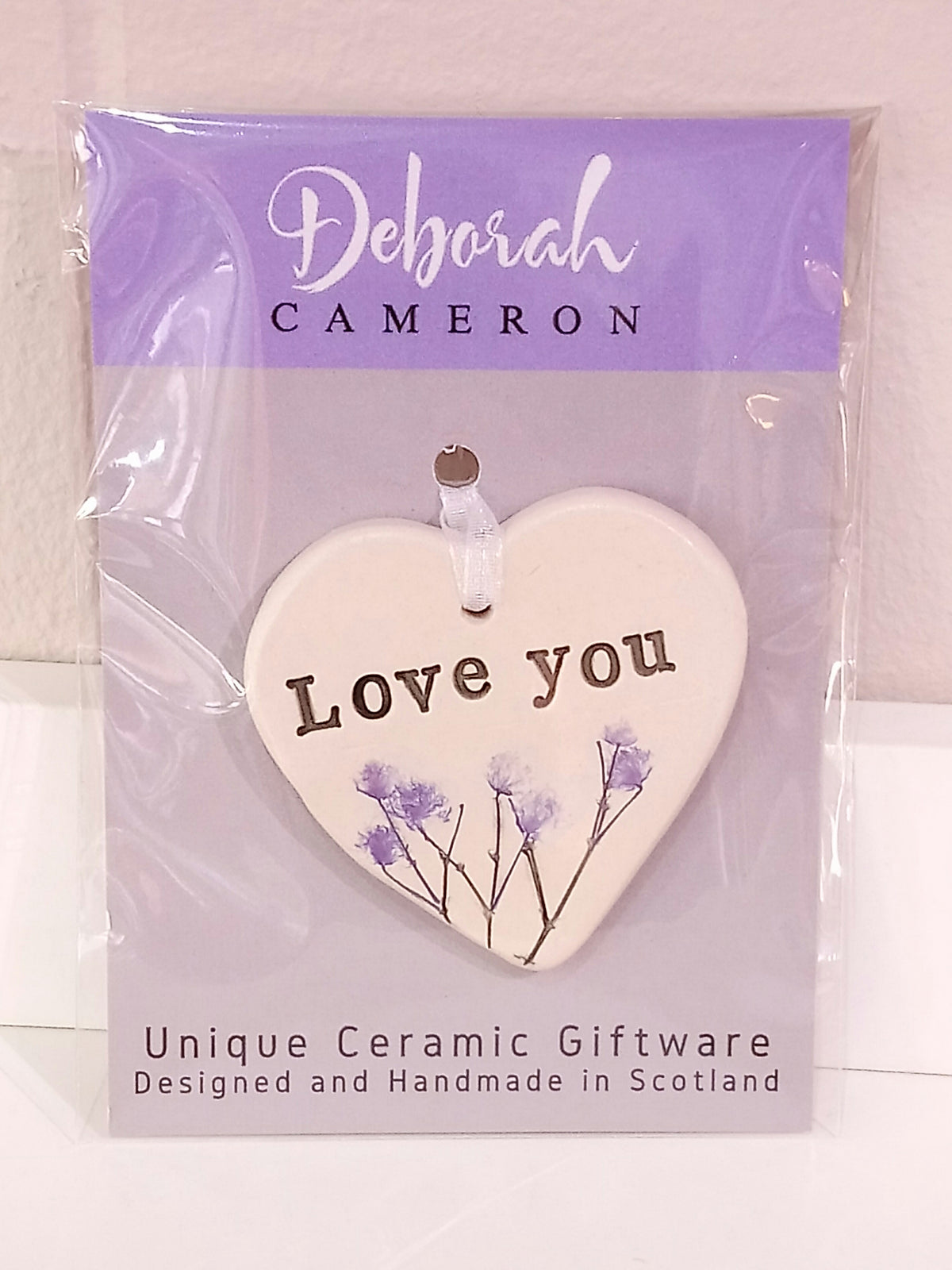 'Love You' Keepsake Ceramic Heart Handmade by Deborah Cameron - Made in Scotland