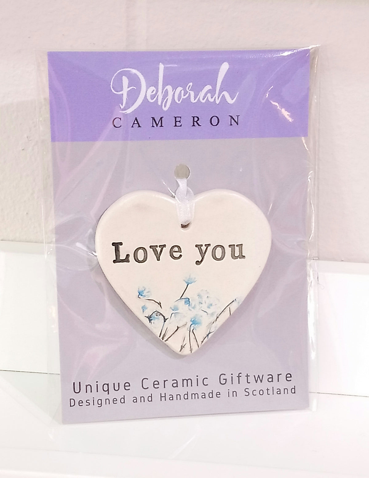 'Love You' Keepsake Ceramic Heart Handmade by Deborah Cameron - Made in Scotland