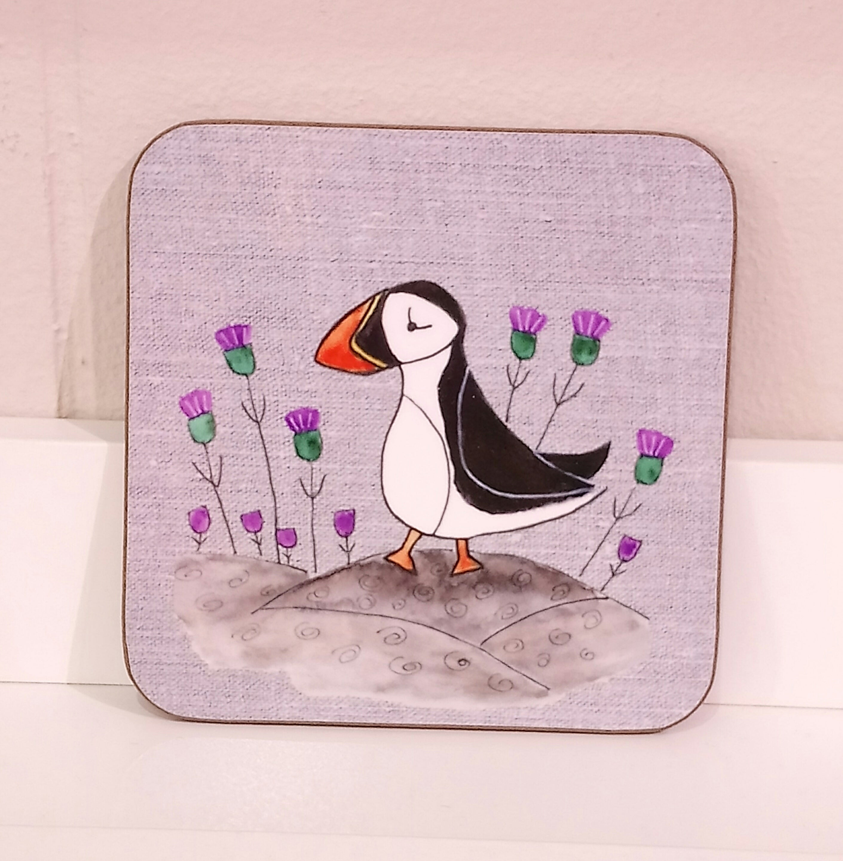 'Calum the Puffin' Coaster by Deborah Cameron