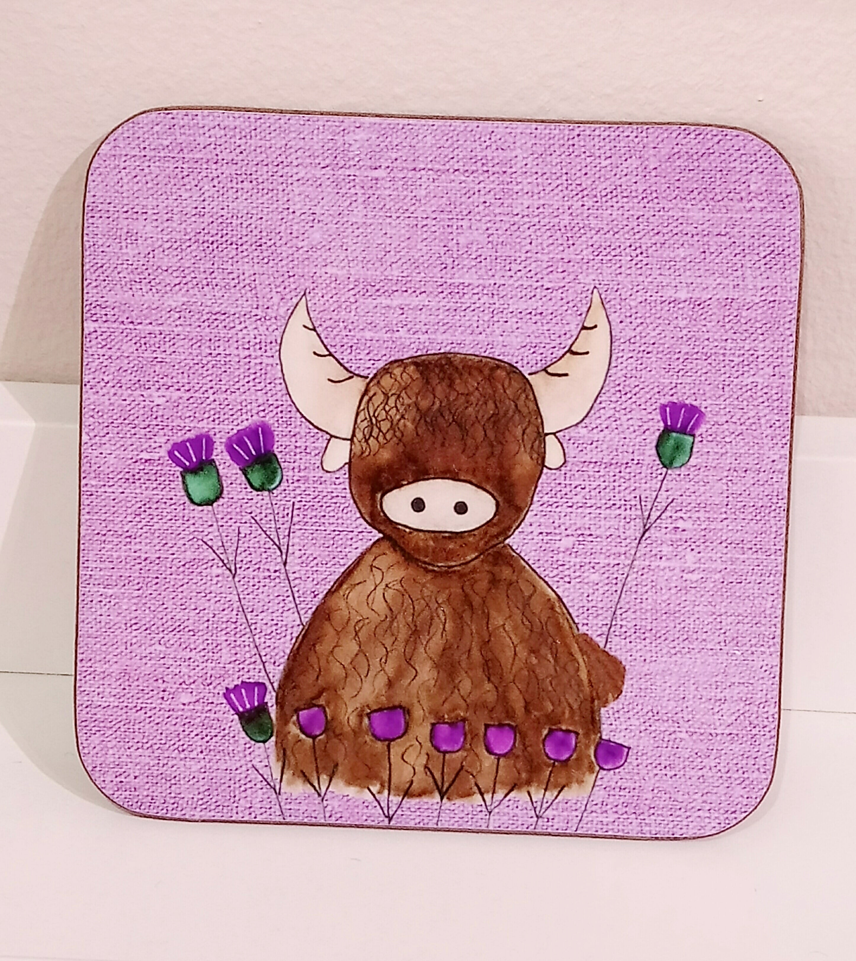 'Angus the Highland Cow' Coaster by Deborah Cameron