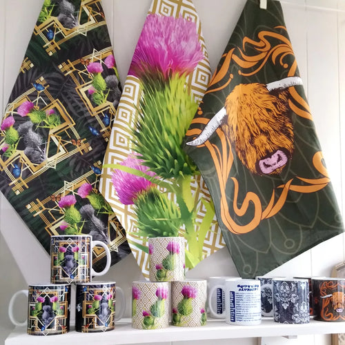 'Art Deco Thistle' Mug designed in Glasgow by Brave Scottish Gifts