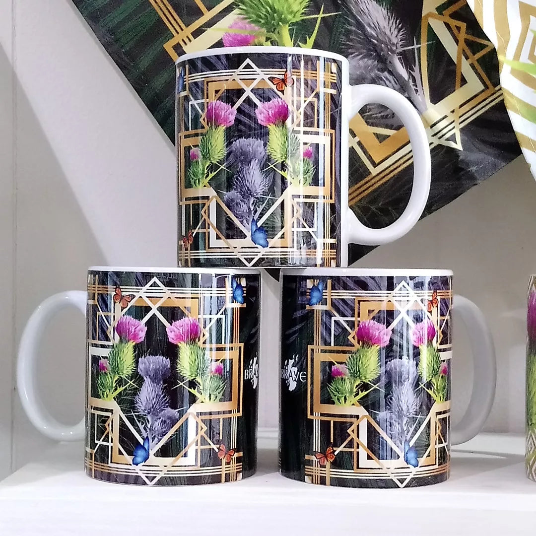 'Jungle Thistle' Mug designed in Glasgow by Brave Scottish Gifts