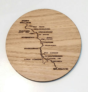 Round West Highland Way themed Coasters by Rezawood Designs