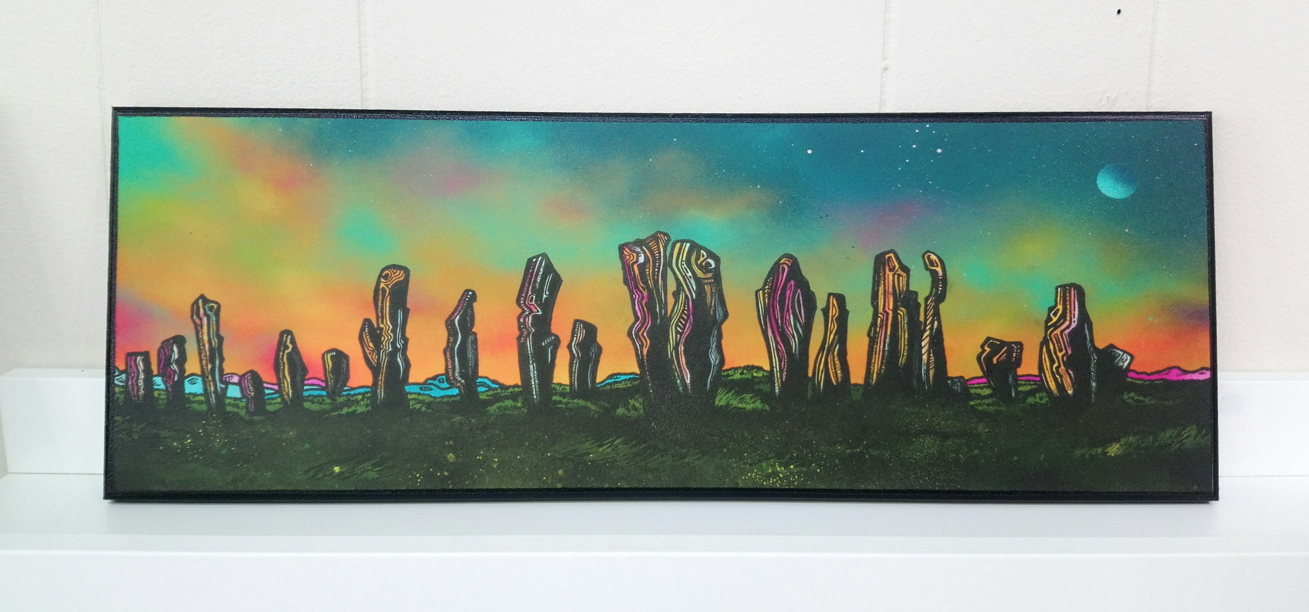 CALLANISH STANDING STONES AUTUMN DUSK, LEWIS, SCOTLAND Large Block Mounted Print by Andy Peutherer