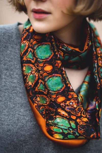 VARISCITE - 100% Silk Satin Infinity Scarf by Agate & Ayre